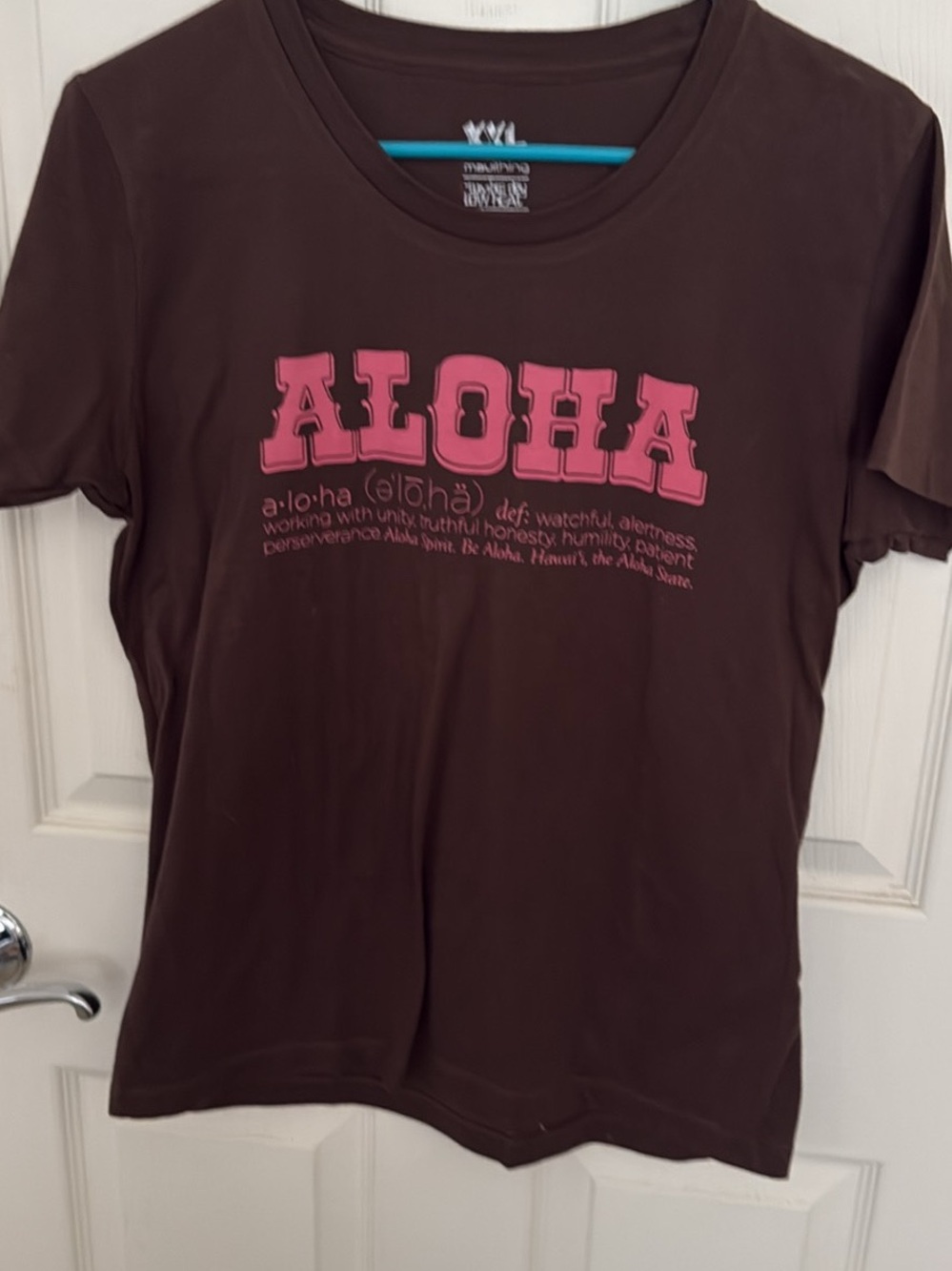 Vintage Aloha Graphic Short Sleeve Tee - Brown & Pink NWOT